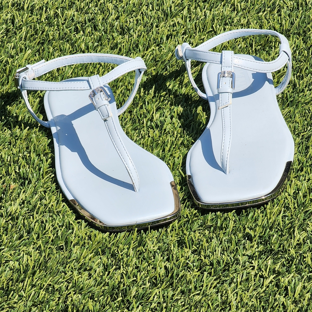 DKNY Daniella Women's Light Blue Leather Ankle Strap Square Toe Sandals Size 7.5 - Picture 11 of 12